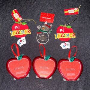 6 Teacher Ornaments Set